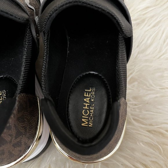 Michael Kors Felix Trainer Platform Wedge Monogram Brown Logo NEW - Picture 5 of 6